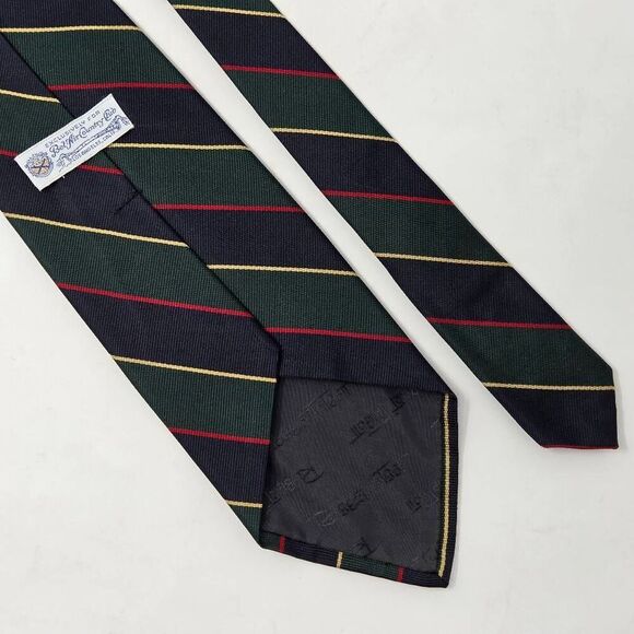 ROBERT TALBOTT SILK TIE BEL AIR COUNTRY CLUB GREEN BLUE STRIPE 4" X 56" - Picture 2 of 3